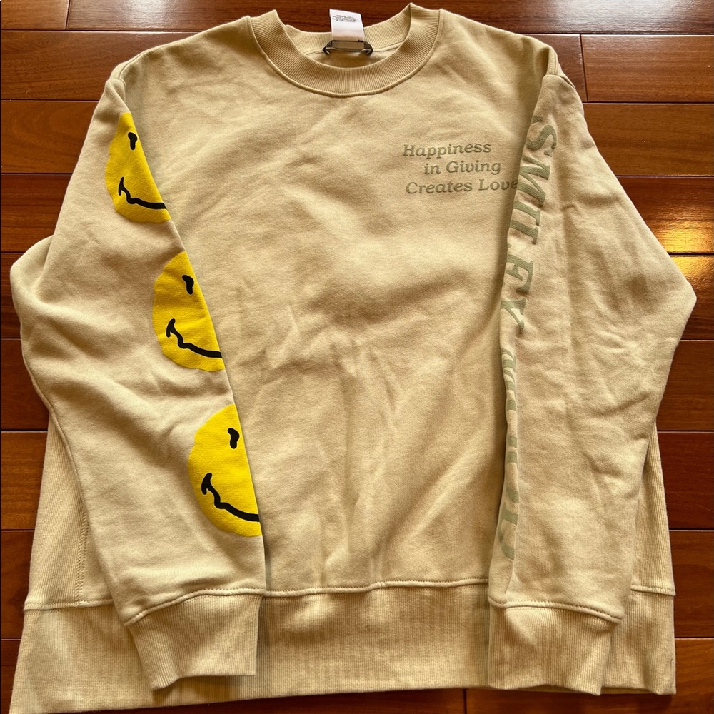 Zara x Smiley Happy Collection Crewneck Puff Print Graphic Sweatshirt - Picture 2 of 4